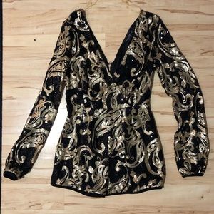 Sequined Longsleeve Romper